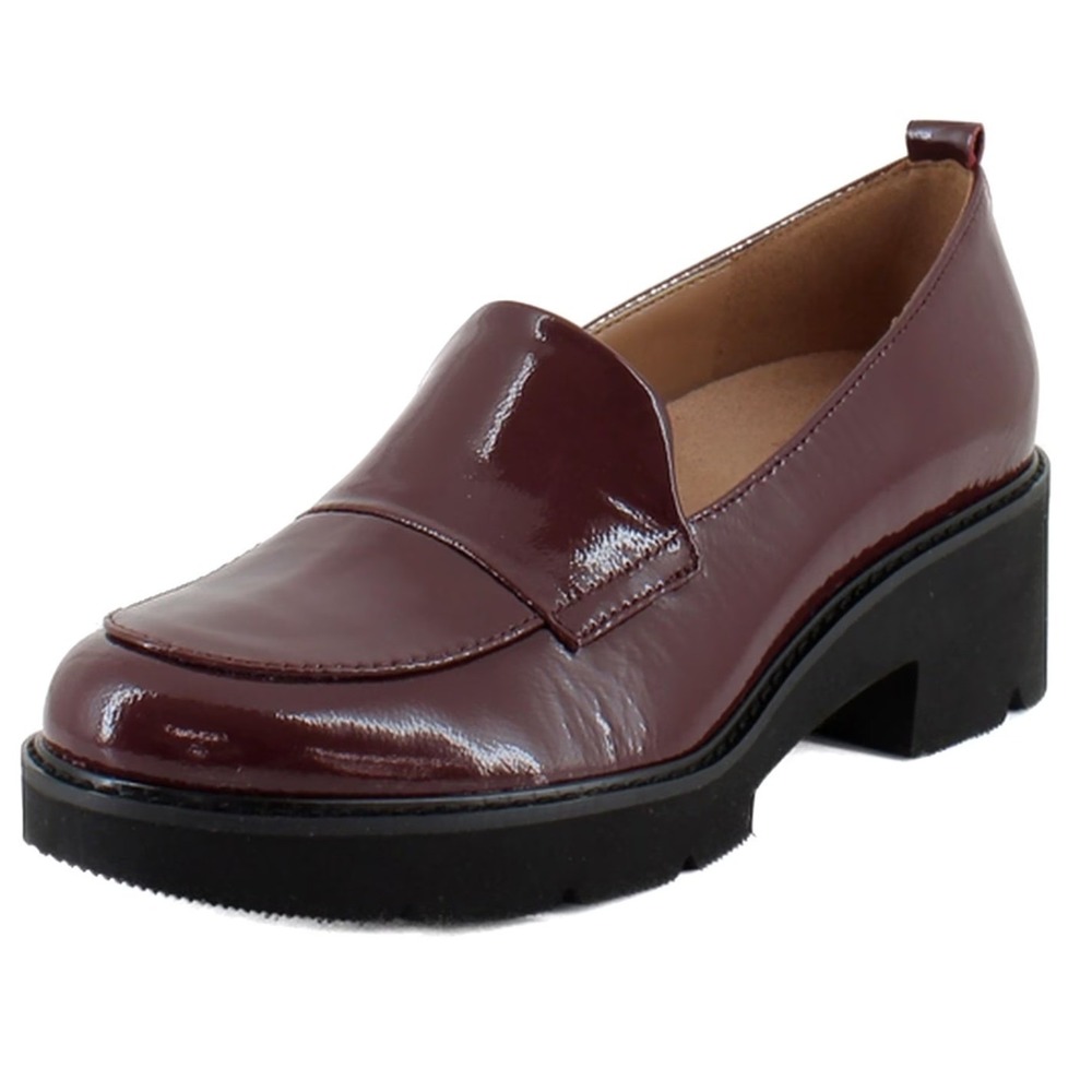 Naturalizer Darry Women's Size 6W Heeled Loafers Lug Sole Slip-On Reddish Plum